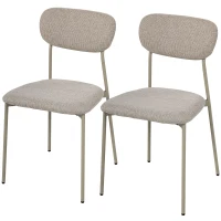 HOMCOM Lot de 2 chaises de salle à manger modernes, chaises de cuisine empilables en tissu effet lin, marron clair(m-17)