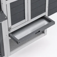 PawHut Small Chicken Coop with Run Hen House Poultry Coops Cages Nesting Box Grey 150.5 x 54 x 87cm(m-11)