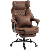 HOMCOM Executive Office Chair, Leathaire Big and Tall Office Chair 180 kg with Wide Seat, Reclining, Lumbar Support, Brown(m-1)