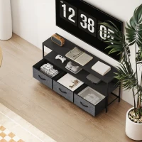 HOMCOM Mobile Porta TV da 55" con Cassetti Pieghevoli in Tessuto e Mensola in Metallo e MDF, 120x29x56cm, Nero(m-8)