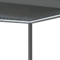 Outsunny 3 x 3(m) Electric Louvered Pergola with LED Lights, Aluminium Pergola Hardtop Gazebo with Remote, Adjustable Roof and Drainage System, Water and UV Proof(m-21)