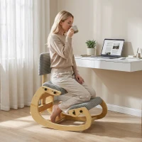 HOMCOM Scaun ergonomic pentru genunchi, scaun-genunchi cu spătar, aspect corduroy, scaun de birou pentru acasă, birou, meditație, gri închis(m-2)