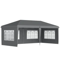 Outsunny Tonnelle pop-up pliante - tente de réception - 3 x 6 m 3 cotés démontables gris(m-1)