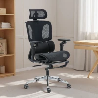 HOMCOM Chaise Bureau Ergonomique avec Accoudoirs 6D, Appui-Tête et Profondeur d'Assise Réglables, 67 x 71 x 133 cm, Noir(m-11)