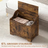 HOMCOM Aufbewahrungstruhe mit Sicherheits-Scharnier, Holztruhe mit Griffmulde für Wohnzimmer & Flur,  Rustikal-Braun(m-4)