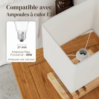 HOMCOM Lampe de chevet avec USB A+C, lampe de table moderne, 3 supports pour téléphone, ampoules non incluses, blanc(m-6)