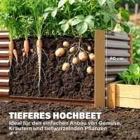 Outsunny Hochbeet 2er-Set, Pflanzkasten, extra tief, Metall, 120 x 60 x 60 cm Braun(m-6)