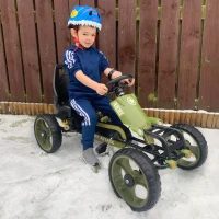 HOMCOM Skelter met handrem kinder trapauto Trapvoertuig vanaf 3 jaar groen(m-2)