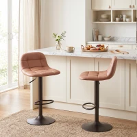 HOMCOM Set 2 sgabelli da bar girevoli 360° in PU, altezza regolabile 76-98 cm, marrone scuro(m-10)