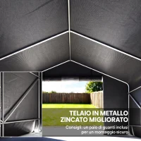 Outsunny Garage Moto per Esterno Portaoggetti 3x3 m Impermeabile con Porta e Prese d'Aria Avvolgibili, per Biciclette e Attrezzi, Grigio Scuro(m-4)