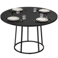 HOMCOM Dining Table Space Saving Kitchen Table Spliced Tabletop Conical Metal Base 120 cm Round Black(m-14)