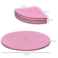 HOMCOM Tapis de Pole Dance Pliable - Tapis de Protection Ø 150 cm Épaisseur 5 cm - Revêtement Plastique Rose(m-3)