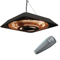 Outsunny 2000W Electric Hanging Patio Heater Ceiling Mounted Halogen Heating Indoor Outdoor with Remote Control Aluminium(m-1)