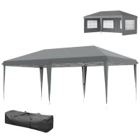 Outsunny Tonnelle pop-up pliante - tente de réception - 3 x 6 m 3 cotés démontables gris(m-13)