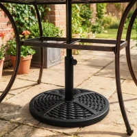 Outsunny Base per Ombrellone da Giardino Rotonda Effetto Rattan Ø45cm Peso da 9.5kg, Nero(m-2)