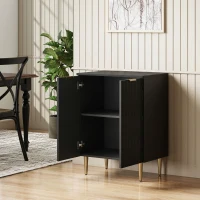 HOMCOM Aparador Moderno con 2 Puertas y Estante Regulable Mueble Buffet para Cocina y Salón con Patas de Metal Negro(m-2)
