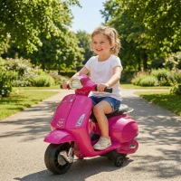 AIYAPLAY Moto électrique enfants 6 V, voiture électrique enfants avec Roues d'Apprentissage, pour 2-4 Ans, 71 x 37 x 52 cm, Rose(m-8)