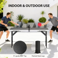 SPORTNOW 5ft Mid-Size Table Tennis Table, Ping Pong Table with Net, 2 Table Tennis Paddles and 3 Balls for Indoor Game, Black(m-6)