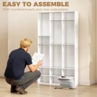 HOMCOM 835 CD/500 DVD Storage Unit, Blu-ray Media Storage Shelf with 27 Compartments and 21 Adjustable Shelves, White(m-7)