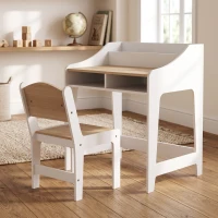 AIYAPLAY Ensemble bureau et chaise pour enfant 3 à 8 ans avec compartiments et étagères ouverts, effet bois naturel(m-11)