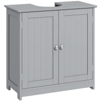 kleankin Meuble salle de bain sous lavabo - meuble sous-vasque - placard 2 portes avec étagère 60L x 30l x 60H cm - en bois Gris(m-1)