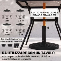 Outsunny Base per Ombrellone da Giardino Rotonda Effetto Rattan Ø45cm Peso da 9.5kg, Nero(m-4)