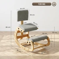 HOMCOM Siège à genoux ergonomique, tabouret genoux avec dossier, aspect velours côtelé, chaise de bureau pour la maison, le bureau, la méditation, Gris foncé(m-3)