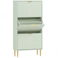 HOMCOM Elegant Three-Drawer Shoe Cabinet - Light Green(m-1)
