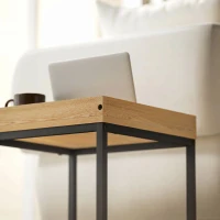 HOMCOM Lot de 2 tables basses gigognes carrées, tables gigognes de salon avec cadre en acier, style moderne, noir(m-8)