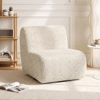 HOMCOM Poltrona de Sala Giratória 360° Poltrona 1 Lugar Estofada em Chenille com Assento Extra-largo Enchimento Espesso Bege(m-6)