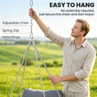 Outsunny Hanging Chair Outdoor Hammock Chair with Soft Cushion, Cotton Rope Boho Style Swing Chair, Hanging Garden Swing Seat for Indoor Outdoor, Dark Grey(m-6)