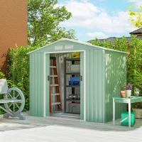 Outsunny Abri de Jardin 2,5 m² - Remise pour Outils avec Fondation - cabanon Porte verrouillable - tôle d'acier Vert clair(m-2)