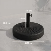 Outsunny Base per Ombrellone da Giardino con Palo Centrale Φ3.8cm e 4.8cm, HDPE Nero(m-3)