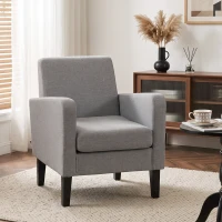 HOMCOM Linen-Look Boxy Armchair - Light Grey(m-10)
