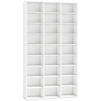 HOMCOM 835 CD/500 DVD Storage Unit, Blu-ray Media Storage Shelf with 27 Compartments and 21 Adjustable Shelves, White(m-1)