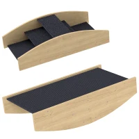 PawHut Bascule Chien Agility Réversible 2-en-1 Escalier pour Chien 3 Marches en Bois 80x39,5x20cm, Bois Naturel(m-1)