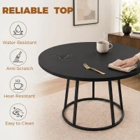 HOMCOM Dining Table Space Saving Kitchen Table Spliced Tabletop Conical Metal Base 120 cm Round Black(m-6)