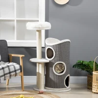 PawHut kattenboom, klimboom met krabpaal, kattenboom, wit(m-10)