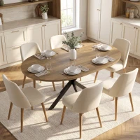 HOMCOM Mesa de Jantar Extensível para 4–6 Pessoas Mesa de Cozinha em Estilo Industrial com Pés em Forma de Aranha Aparência de Madeira Castanha(m-6)