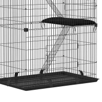 PawHut 3-Tier Large Cat Cage Indoor, Detachable Metal Wire Kennel with Hammock, Platforms, Tray and Cushions for 1-2 Kittens(m-12)