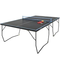 SPORTNOW Tischtennisplatte, klappbar, 8 Räder, pulverbeschichteter Stahlrahmen, MDF, 274 x 152,5 x 76 cm, Schwarz(m-1)