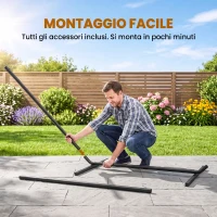Outsunny Supporto per Amaca 330-360 cm in Metallo con Bordi in Gomma, 360x92x112 cm, Nero(m-7)