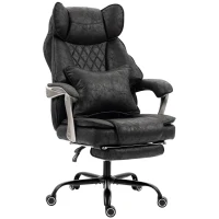 HOMCOM Executive Office Chair, Leathaire Big and Tall Office Chair 180 kg with Wide Seat, Reclining, Lumbar Support, Black(m-15)