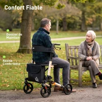 HOMCOM Déambulateur 4 Roues Pliable en Aluminium, Hauteur Réglable 6 Positions, Freins Doubles, Rangement, 64x67x92cm, Doré(m-5)