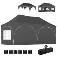 Outsunny Tonnelle pliante barnum imperméable anti-UV  6 parois latérales 6 sacs de sable 12 trous de drainage 3x6m gris(m-13)