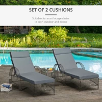 Outsunny Set of 2 Sun Lounger Cushions, Replacement Cushions for Rattan Furniture with Ties, 196 x 55 cm, Cushion ONLY, Dark Grey(m-4)