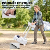 Outsunny Évier de camping portable, lavabo portable pour camping, station lavage avec roues, distributeur de savon gris(m-6)