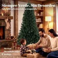 HOMCOM Árbol de Navidad Artificial 200 cm con 1000 Ramas Base Plegable Diseño por Secciones Fácil de Montar Verde(m-4)