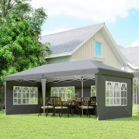 Outsunny Tonnelle pop-up pliante - tente de réception - 3 x 6 m 3 cotés démontables gris(m-11)