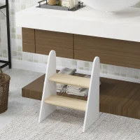 AIYAPLAY Marche pied enfant marchepied enfants 2 marches pour enfants 3 à 8 ans en bois charge max. 20 kg blanc(m-8)